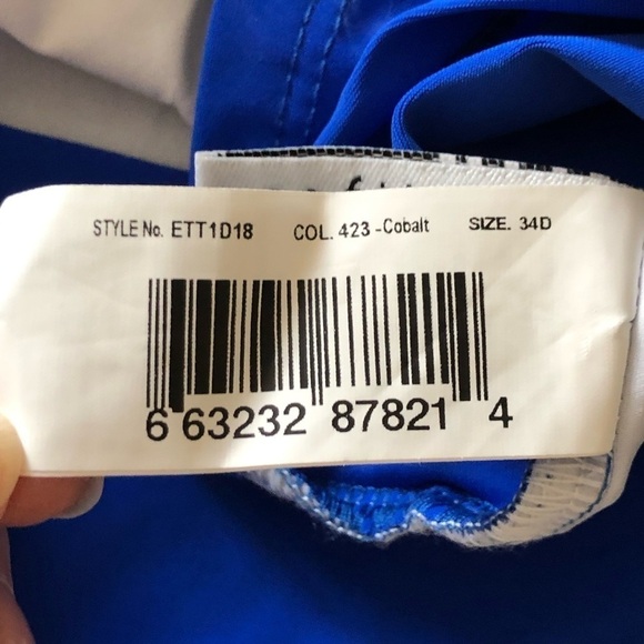 Profile By Gottex Cobalt Blue Tankini Top Built In Bra 34D NWT - Picture 7 of 10